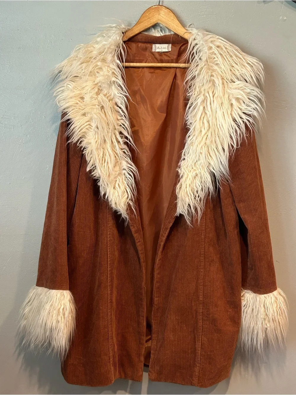 Altar'd State Rust Brown Corduroy Jacket with Cream Label Accent